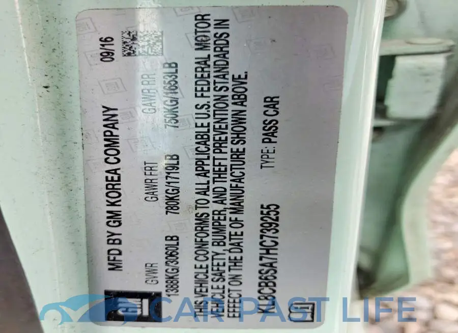 KL8CB6SA7HC739255# 12
