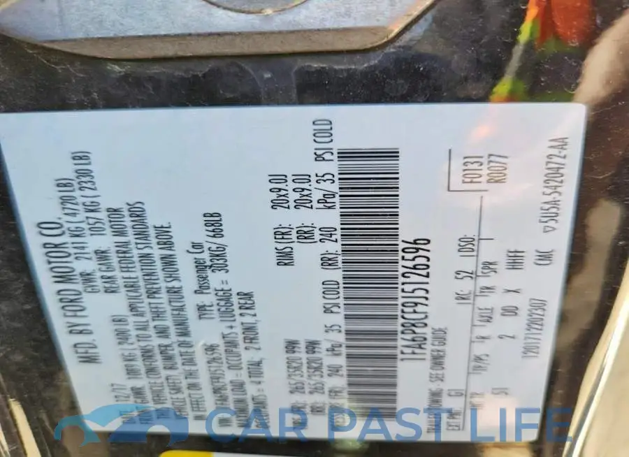 1FA6P8CF9J5126596# 12