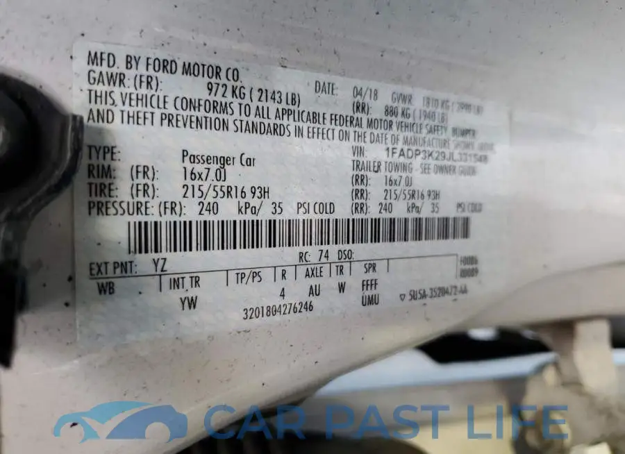 1FADP3K29JL331548# 12