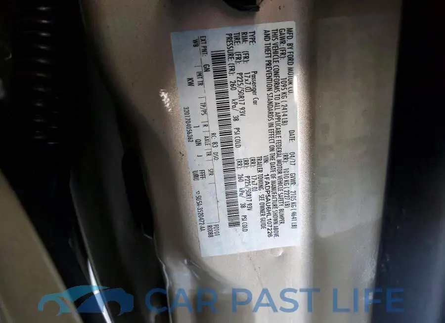 1FADP5AU6HL107226# 12