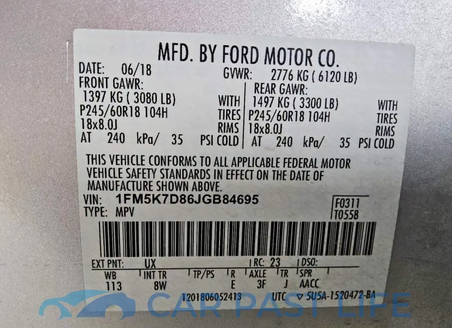 1FM5K7D86JGB84695# 13