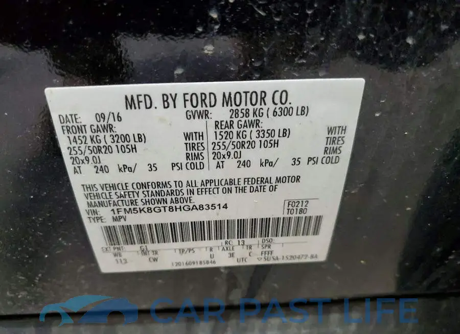 1FM5K8GT8HGA83514# 13