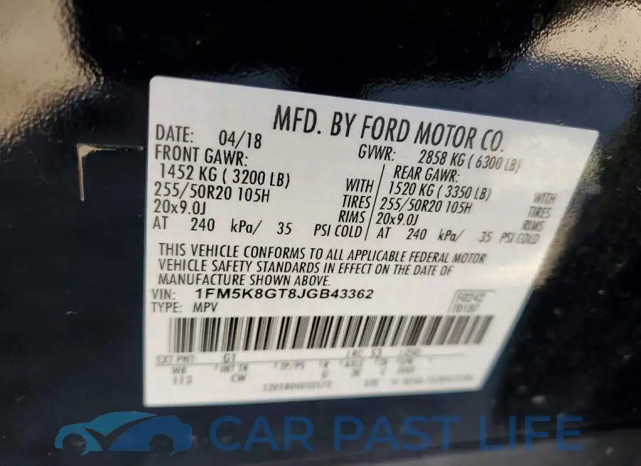 1FM5K8GT8JGB43362# 13