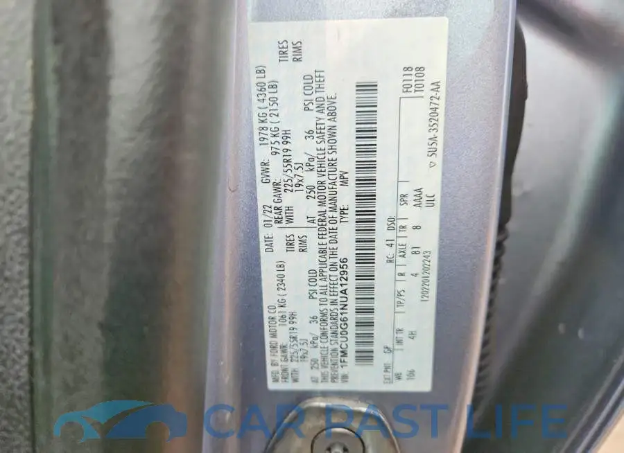 1FMCU0G61NUA12956# 12