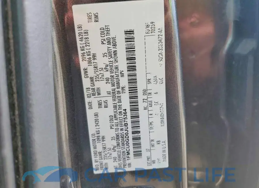 1FMCU0GD0JUB75364# 13