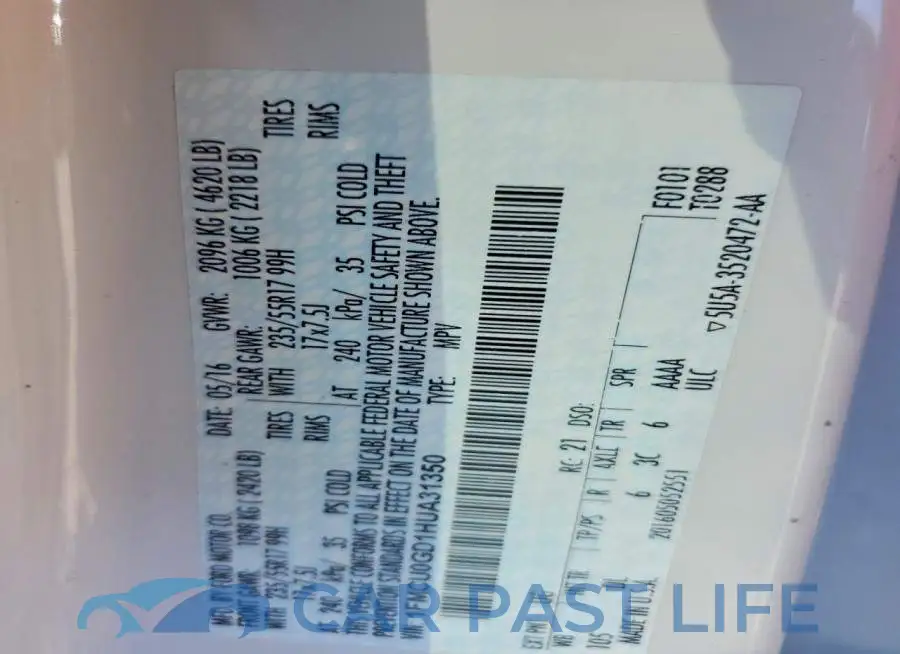1FMCU0GD1HUA31350# 13