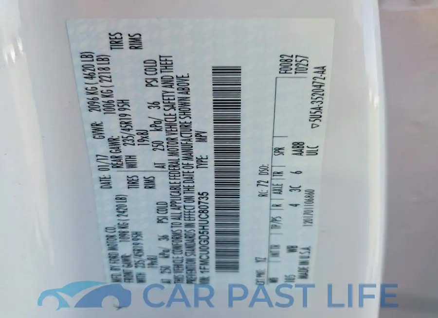 1FMCU0GD5HUC80735# 12
