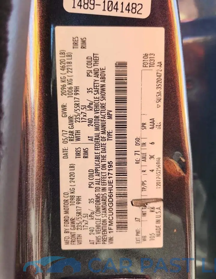 1FMCU0GD6HUE17195# 13