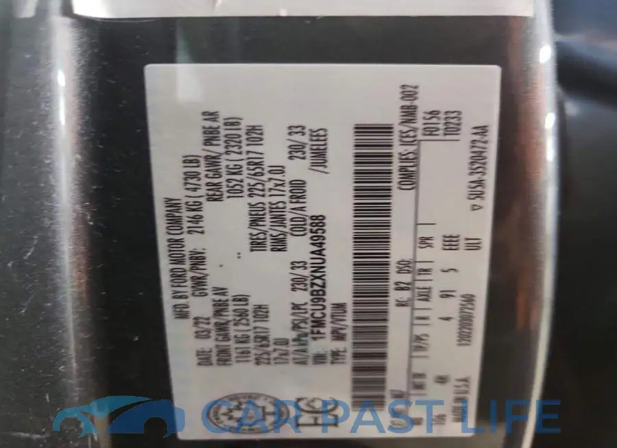 1FMCU9BZXNUA49588# 14