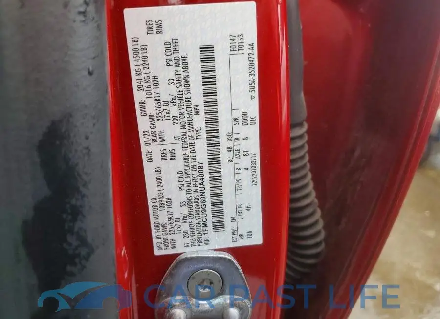 1FMCU9G60NUA40087# 13