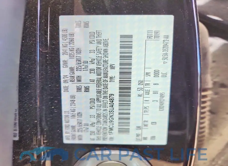 1FMCU9GN3SUA04879# 13