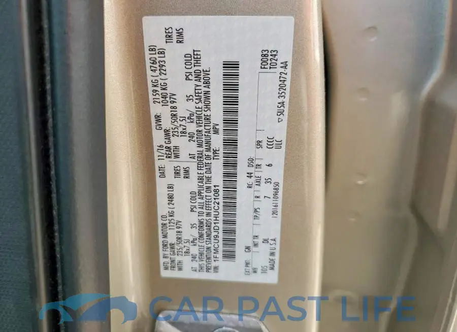 1FMCU9JD1HUC21081# 14