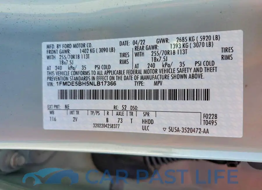 1FMDE5BH5NLB17366# 12