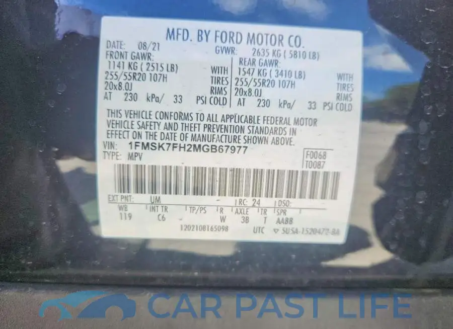 1FMSK7FH2MGB67977# 14