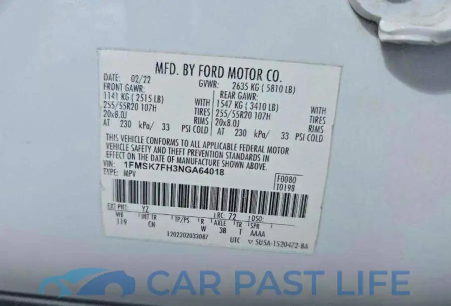 1FMSK7FH3NGA64018# 10