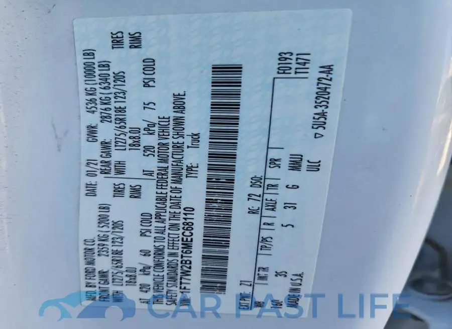 1FT7W2BT6MEC68110# 13