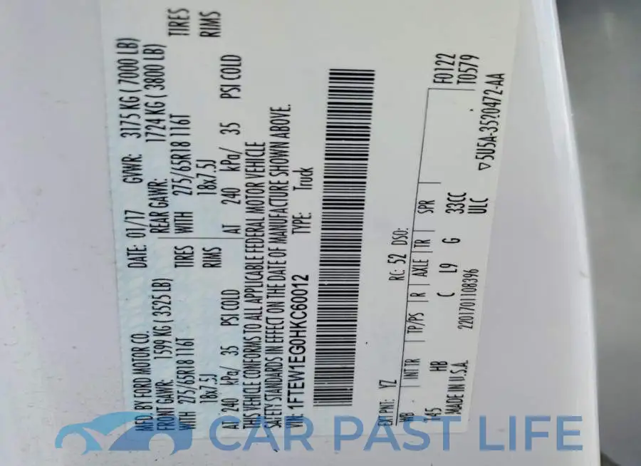 1FTEW1EG0HKC60012# 12