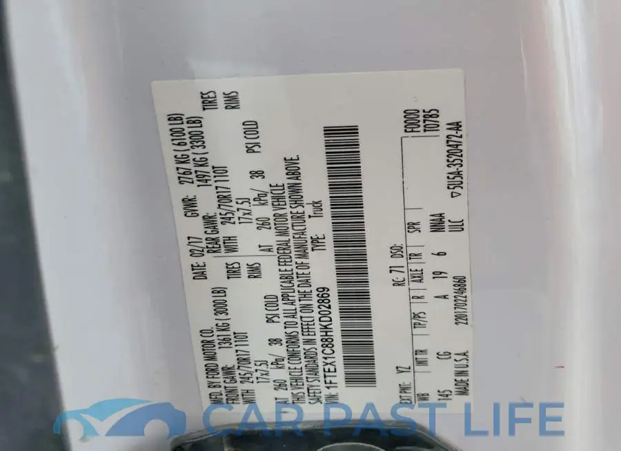 1FTEX1C88HKD02869# 12