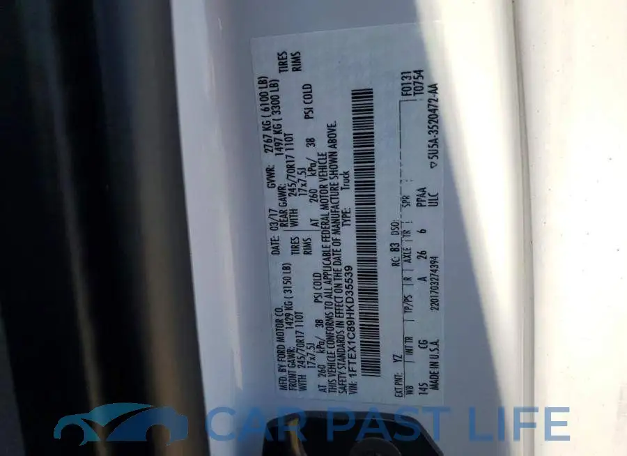 1FTEX1C89HKD35539# 12