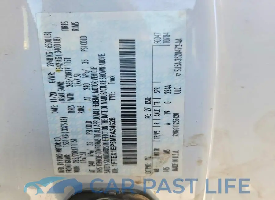 1FTEX1EP5MFA34628# 12