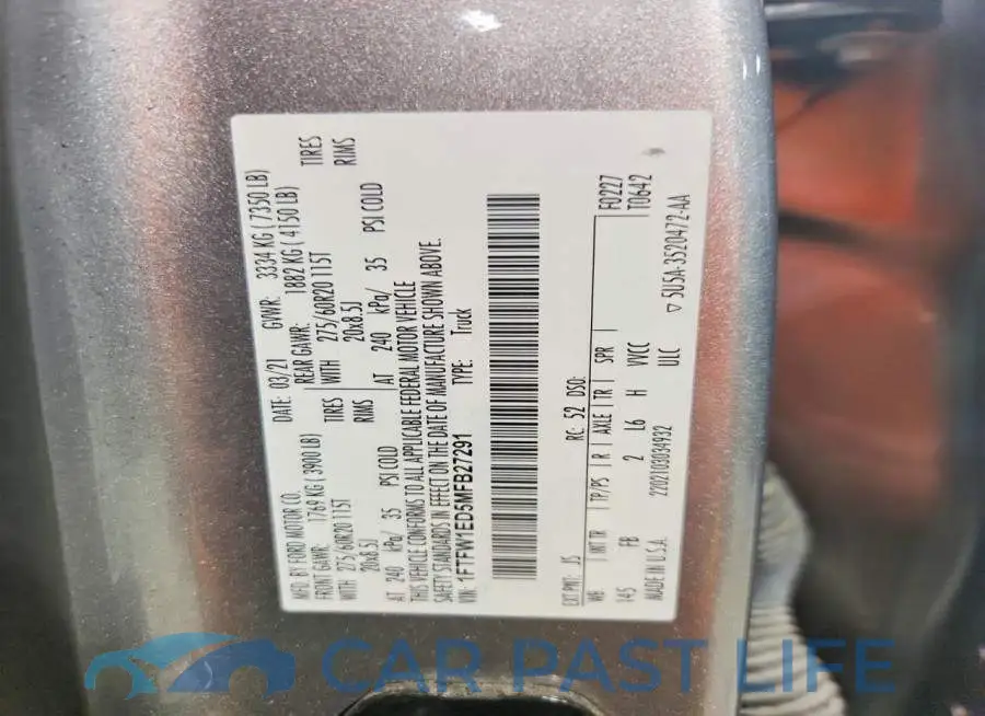 1FTFW1ED5MFB27291# 12