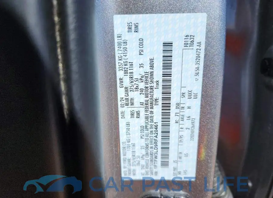 1FTFW3LD9RFA20461# 13