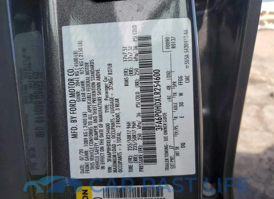 3FA6P0HDXLR254600# 12