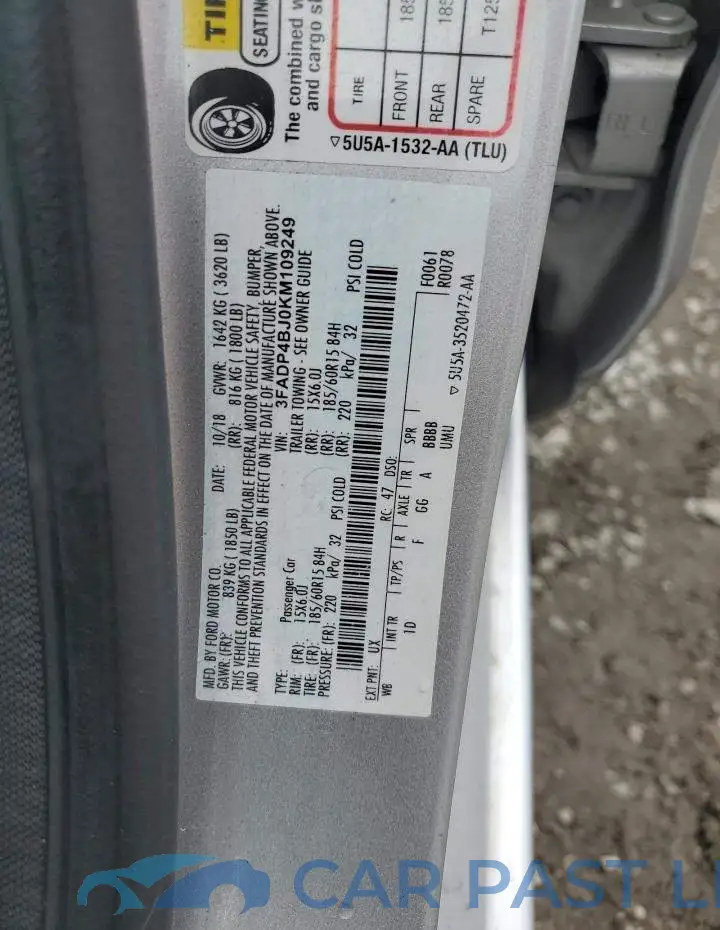 3FADP4BJ0KM109249# 12