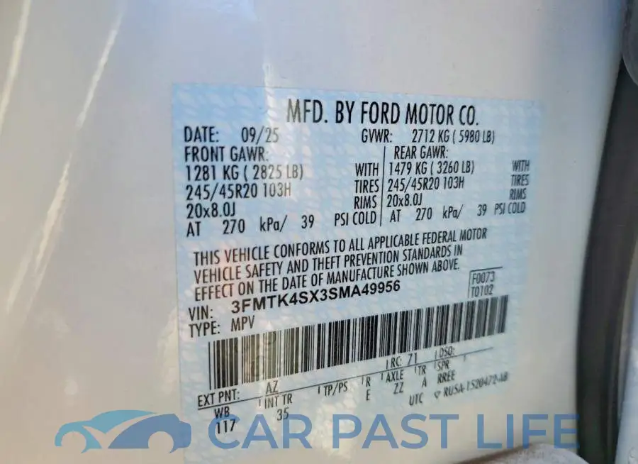 3FMTK4SX3SMA49956# 12