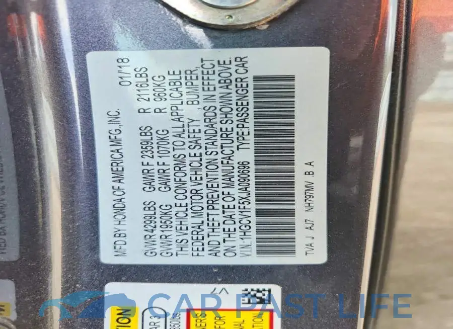 1HGCV1F5XJA090696# 12