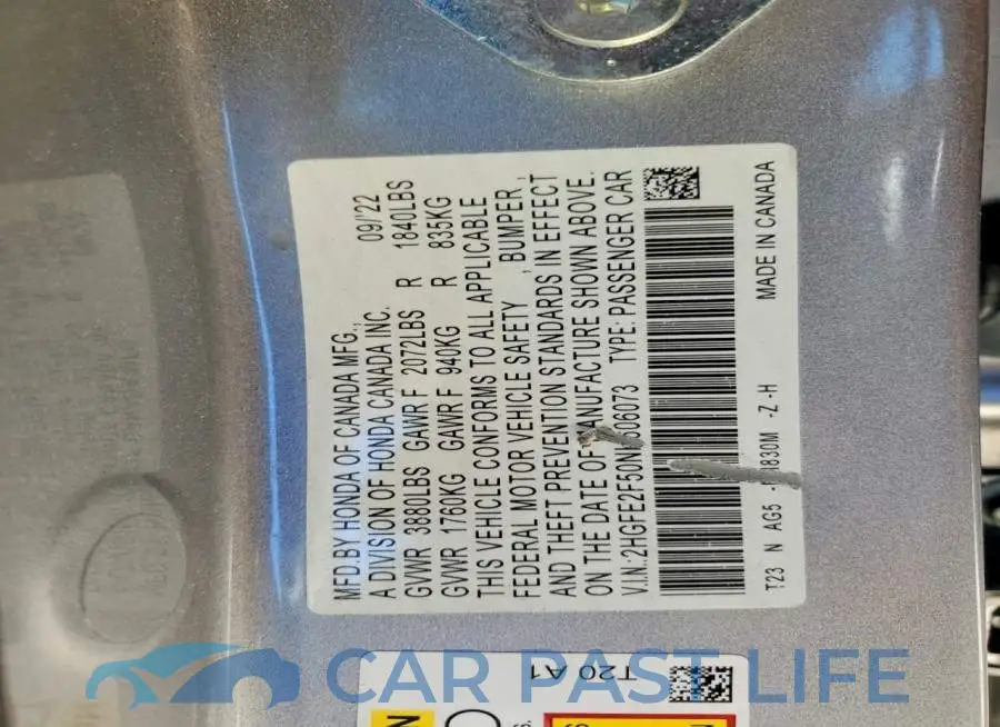 2HGFE2F50NH606073# 12