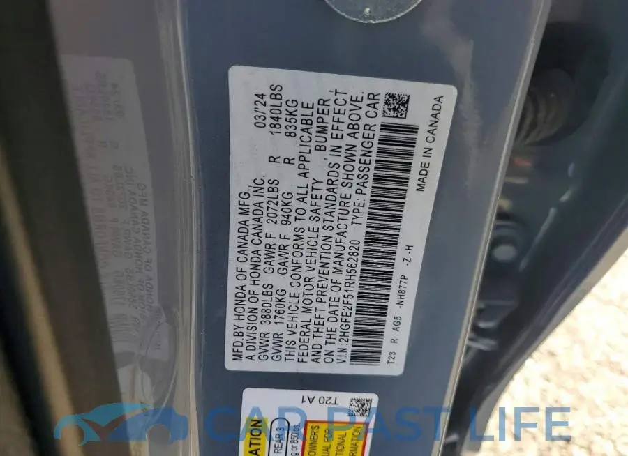 2HGFE2F51RH562820# 13