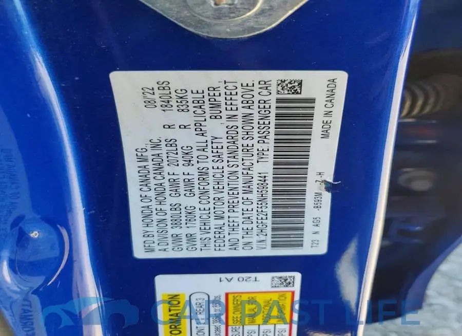 2HGFE2F55NH598441# 12