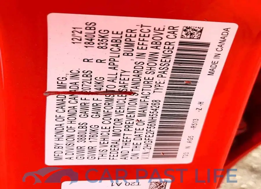 2HGFE2F56NH554268# 12
