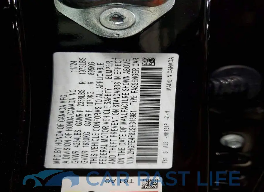 2HGFE4F82SH315981# 12