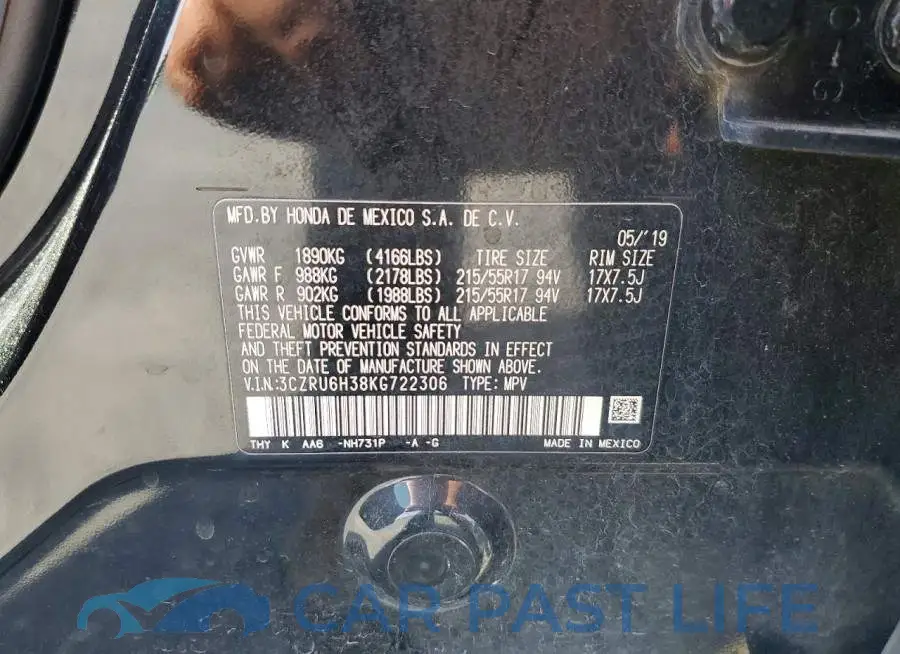 3CZRU6H38KG722306# 13