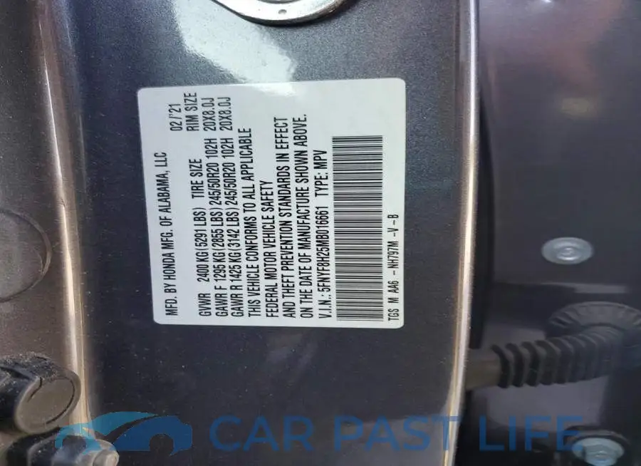 5FNYF8H25MB016661# 12