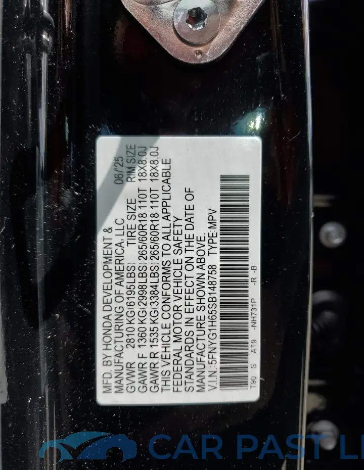 5FNYG1H65SB148758# 13
