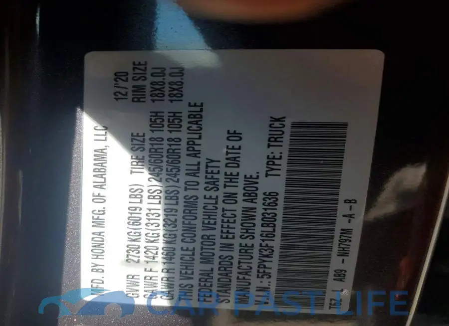 5FPYK3F16LB031636# 12