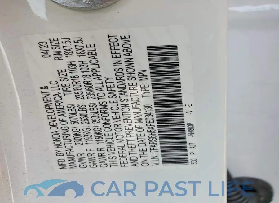 7FARS6H5XPE034130# 13