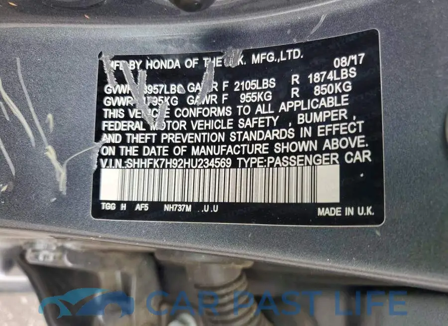 SHHFK7H92HU234569# 12