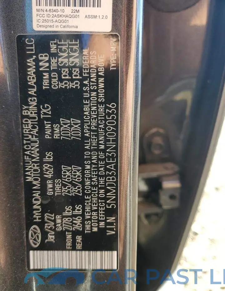 5NMJB3AE3NH090536# 13