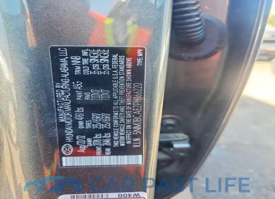 5NMJBCAE2PH166220# 12