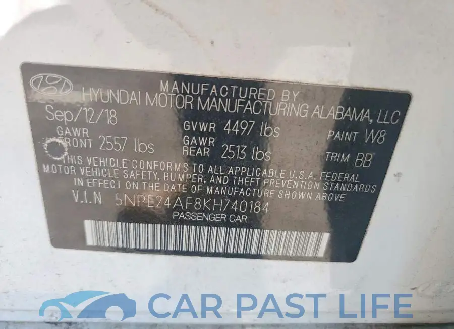 5NPE24AF8KH740184# 12