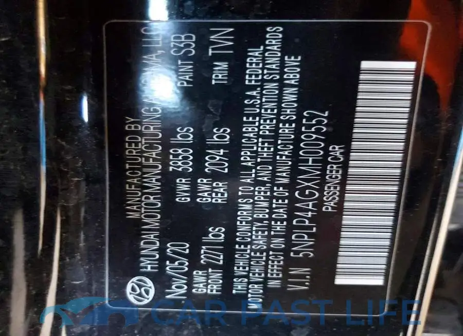 5NPLP4AGXMH009552# 12