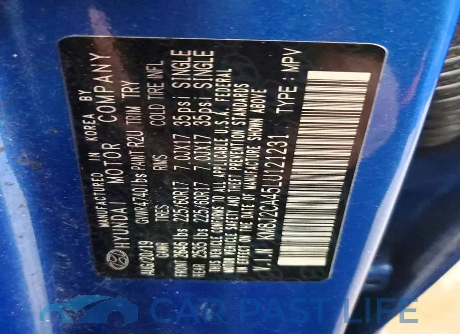 KM8J2CA45LU121231# 13