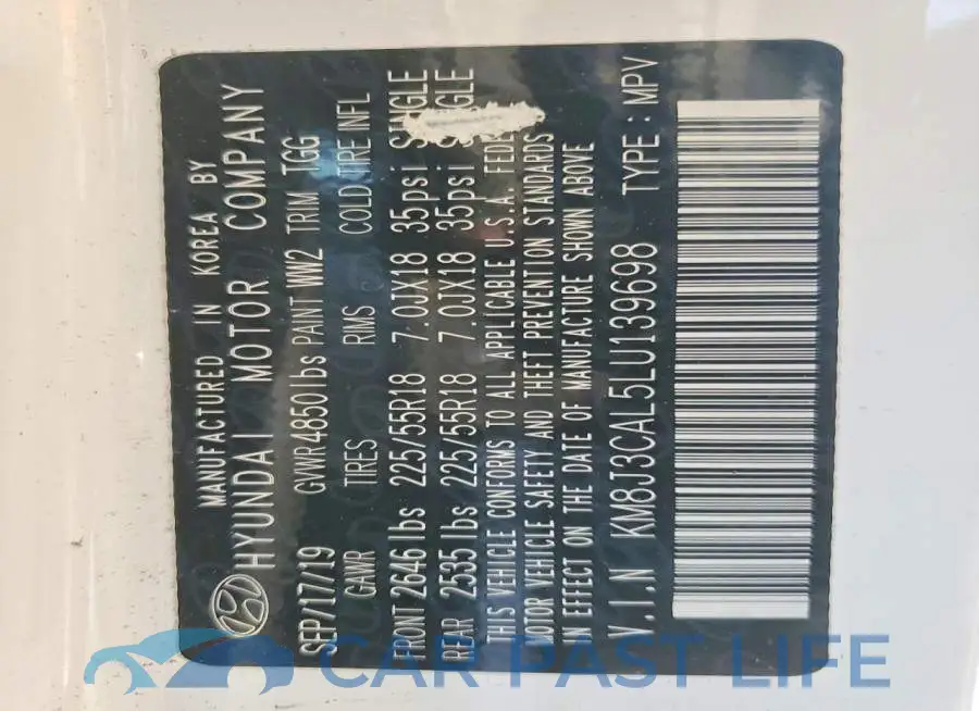 KM8J3CAL5LU139698# 12
