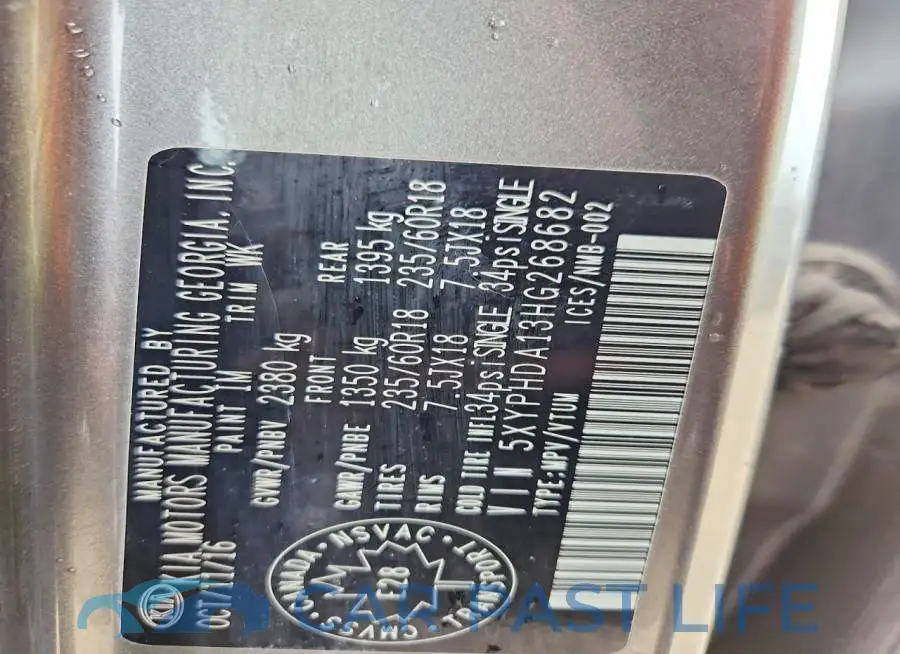 5XYPHDA13HG268682# 12