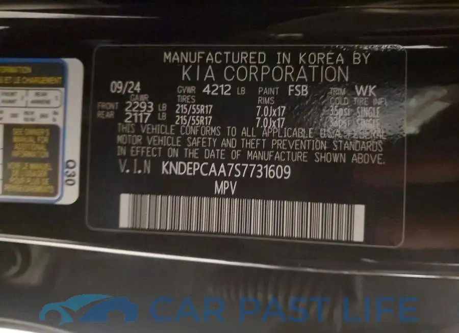 KNDEPCAA7S7731609# 12