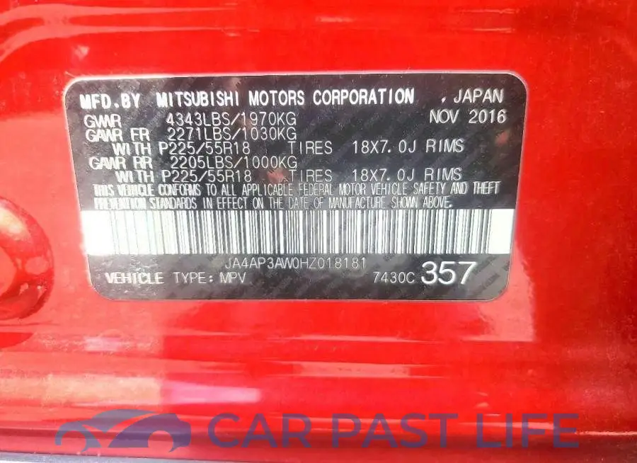 JA4AP3AW0HZ018181# 12